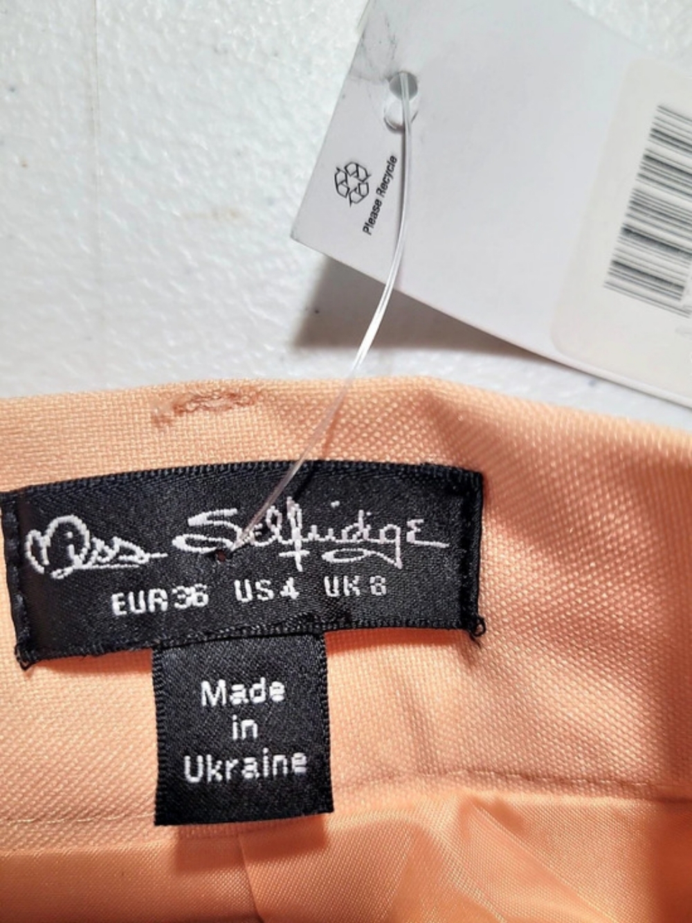 Miss Selfridge Mini Belted Skirt in Peach Size 4 NWT - Picture 3 of 3